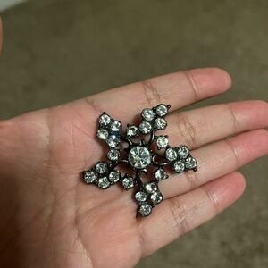 Black and Silver Rhinestone Brooch